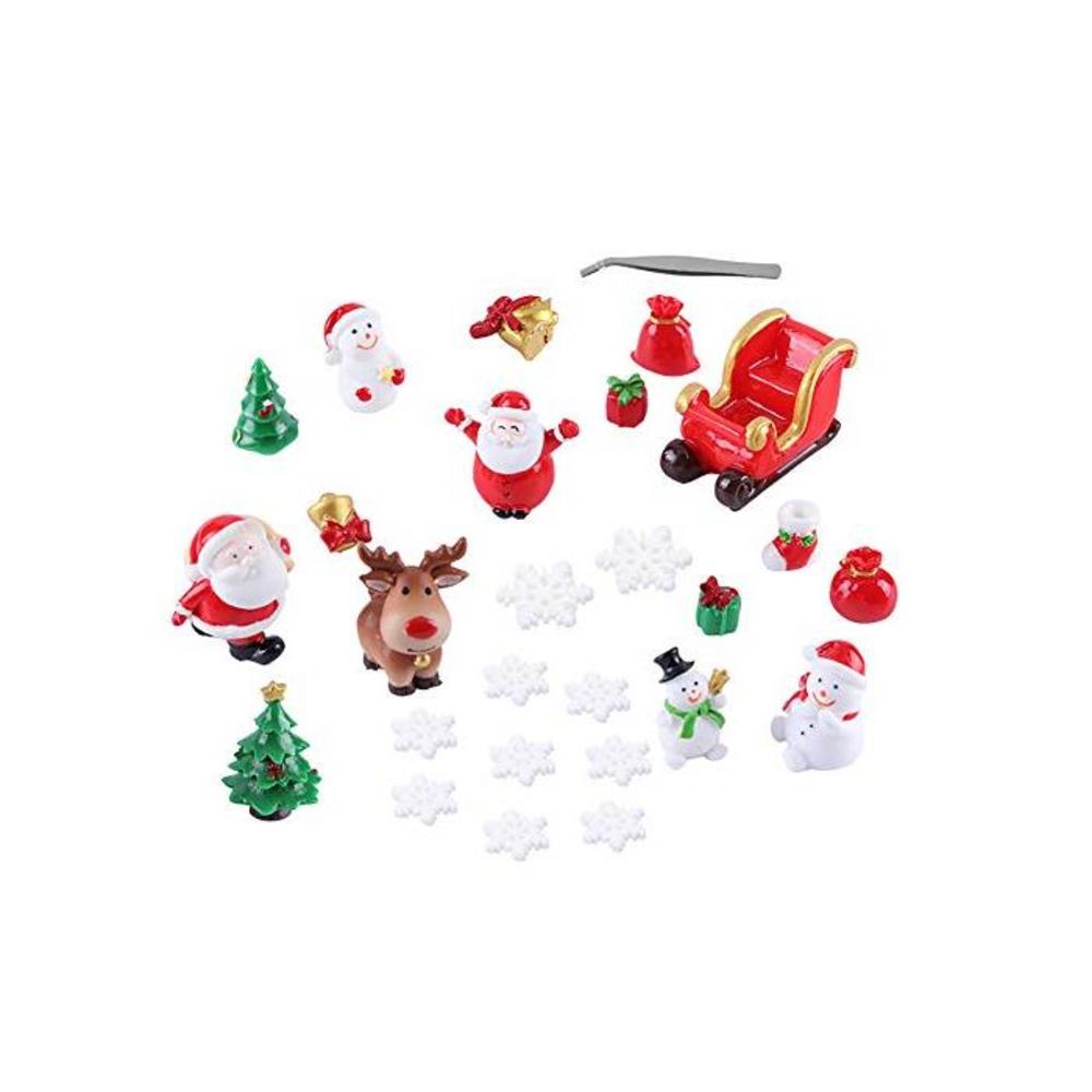 Christmas Miniature Ornaments Kit 27pcs Miniature Garden Figurines Accessories for DIY Fairy Garden Dollhouse Decoration, Resin Santa Snowman Reindeer Micro Landscape Ornaments Xma B07ZJ4M48B