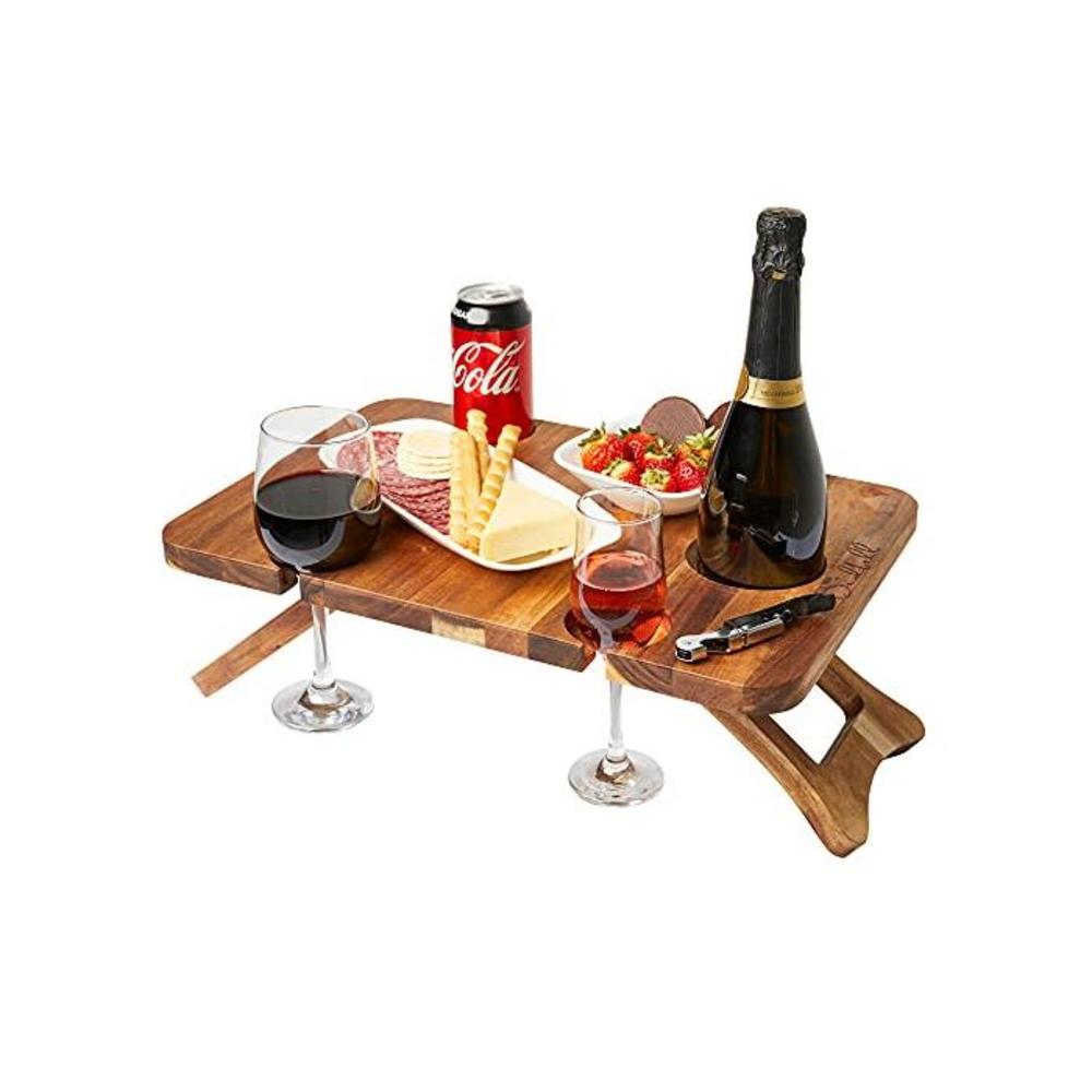 DIDBELL Portable Wine and Champagne Picnic Table, Foldable with Bottle and Glass Holders, great for Outdoors, Indoors, camping, Beach, Park, Perfect Romantic Gift, Picnic Accessori B095J2BBSM