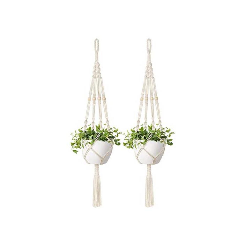 2 Pcs Macrame Plant Hangers Indoor Outdoor Hanging Plant Holders/Basket Cotton Rope with Beads 4 Legs 41 Inch … B07S59CLXS