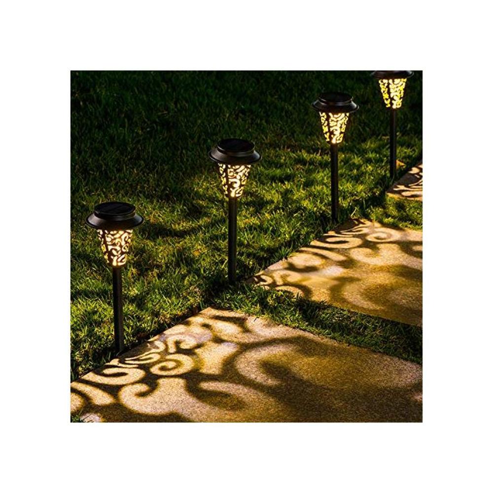 LeiDrail Solar Pathway Lights Outdoor Garden Path Light Warm White LED Black Metal Stake Landscape Lighting Waterproof for Halloween Party Yard Patio Walkway Lawn In-Ground Spike - B086YZC1BS