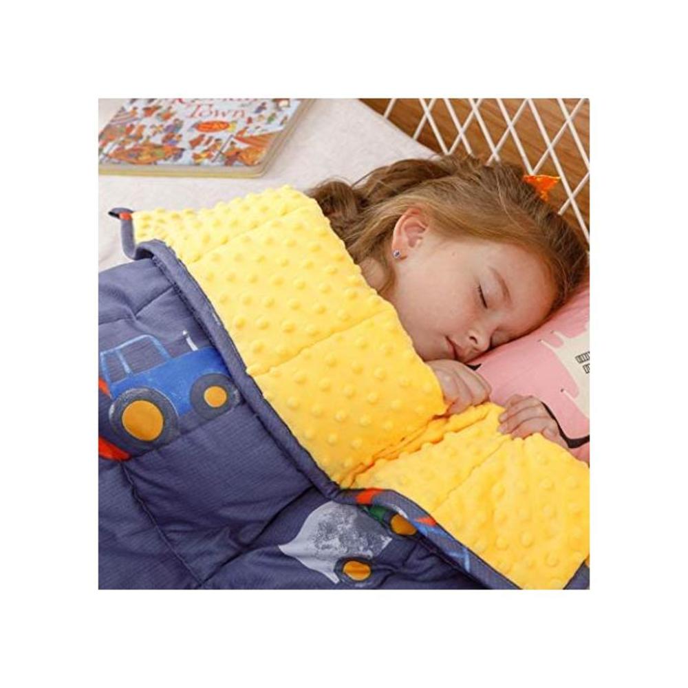 Buzio Weighted Blanket 3.2 kg for Kids, Ultra Cozy Minky Dotted and Cotton Sided Heavy Blanket for Sleeping 105x150 cm, Blue Car World (Ship from AU) B086KVWG6C