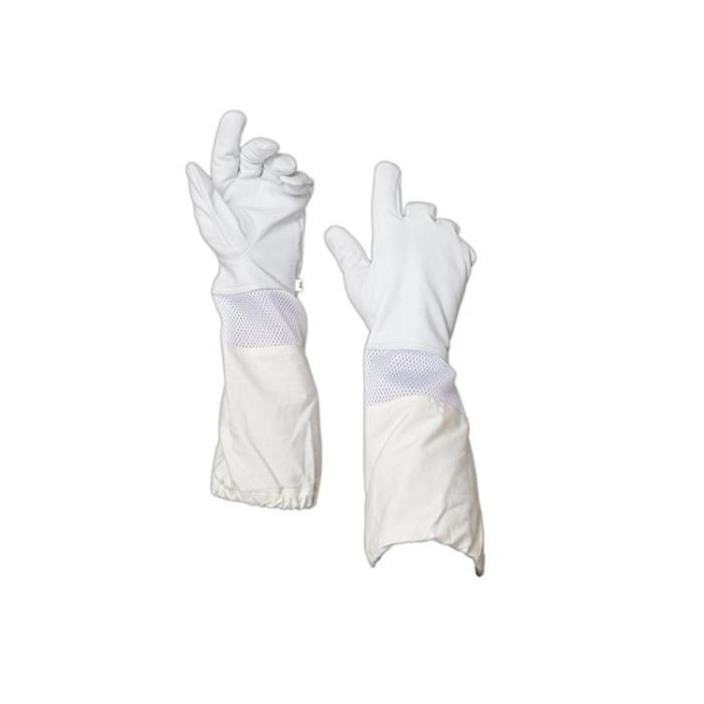 FOREST BEEKEEPING SUPPLY Forest Beekeeping Gloves, Premium Goatskin Leather Beekeepers Glove with White Vented Space Between Long Canvas Sleeve and Elastic Cuff (2XL) B01HLOZO3A