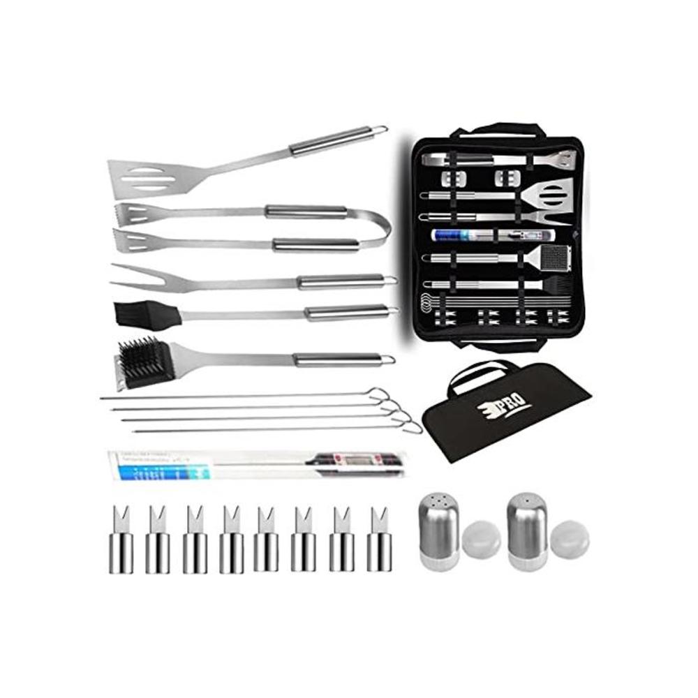 Stainless Steel BBQ Tool Set 20Pcs By EPRO Barbecue Grill Tool Set For Indoor And Outdoor Cooking Needs With Carrying Bag Stainless Steel BBQ Accessories With Storage Bag For C B095PLGFFW