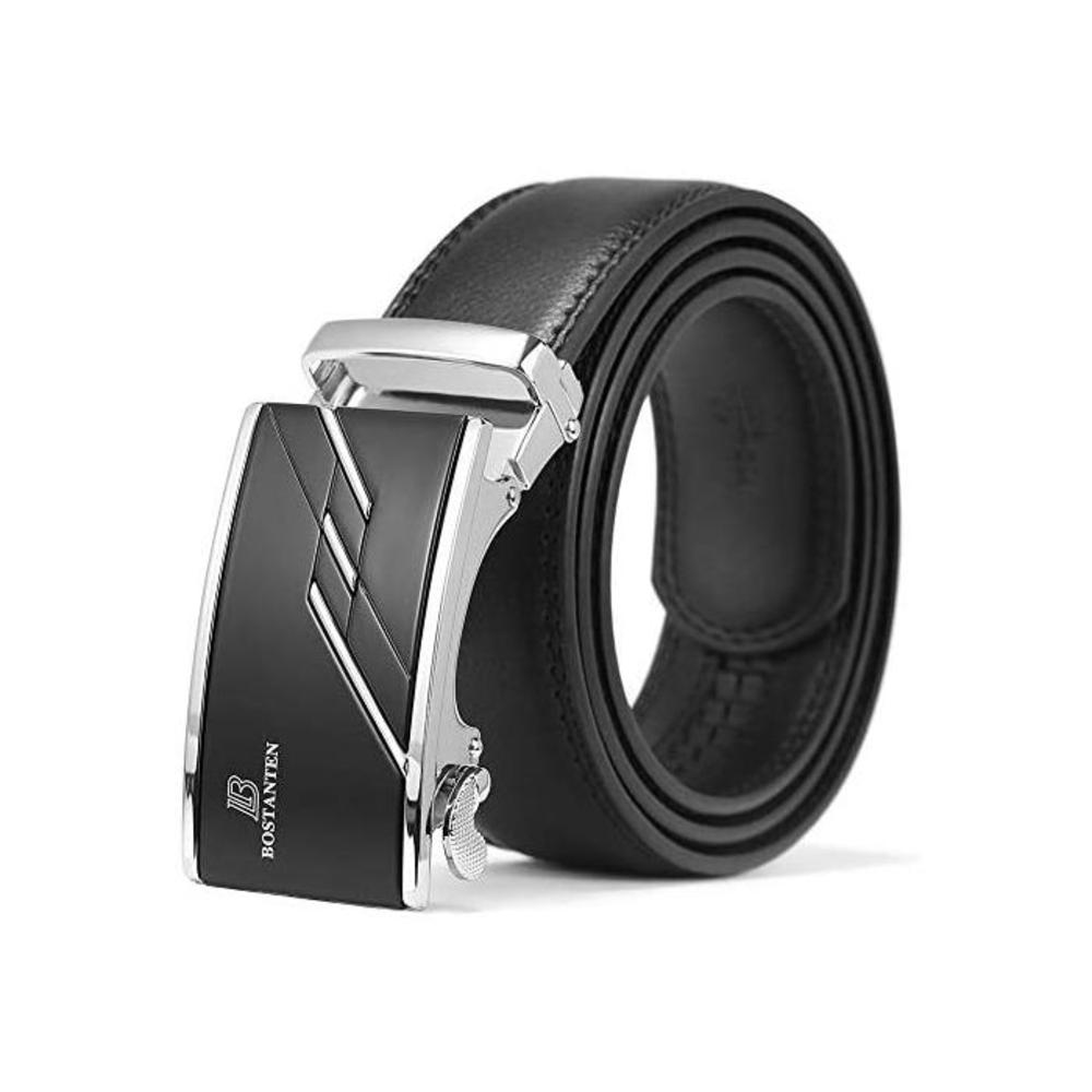 BOSTANTEN Mens Leather Ratchet Dress Belt with Automatic Sliding Buckle Black Gifts for men B08MQDNKN1
