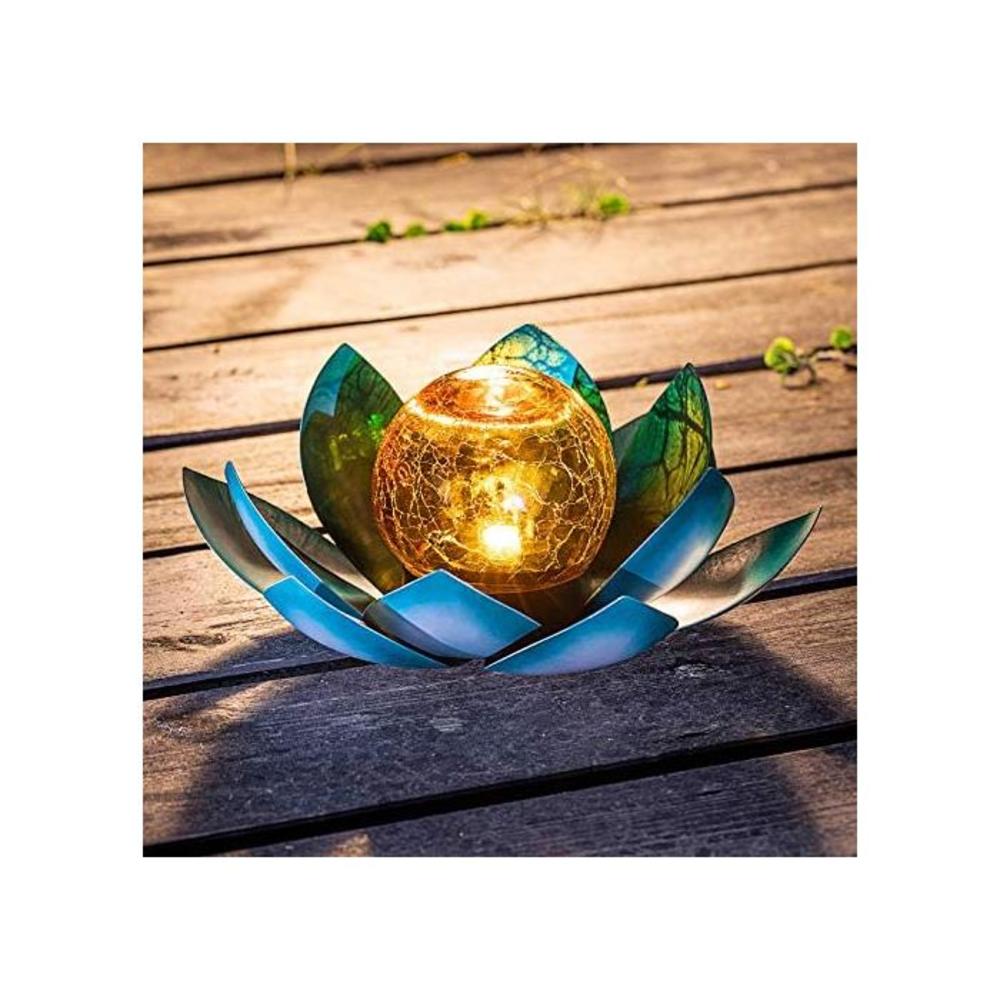 HUAXU Solar Light Outdoor Metal Glass Decorative Waterproof Garden Light LED Lotus Flower Table Lamp B08KT8D8GG