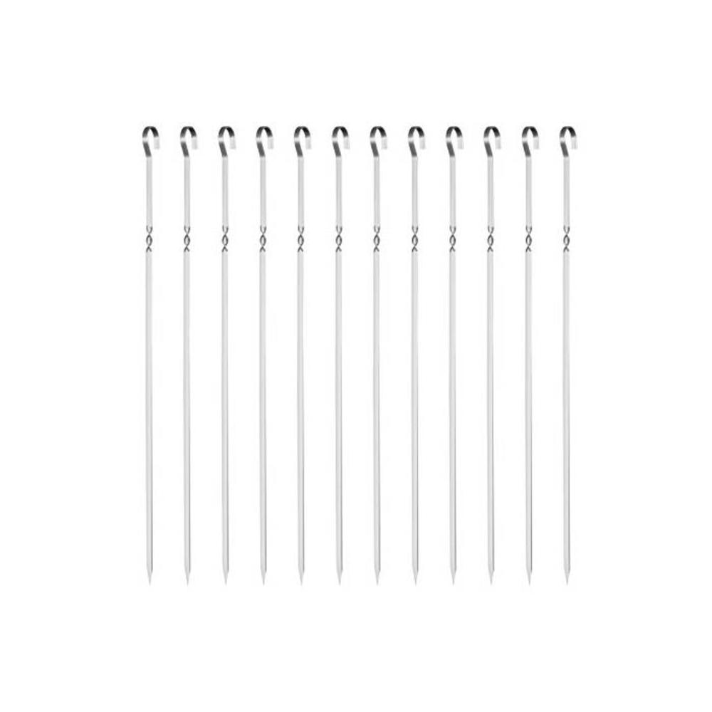 GWHOLE 12 PCS BBQ Skewers 15.4 inch Stainless Steel Kabob Kebab Skewer Reusable BBQ Grilling for Barbecue B07T19JVYL