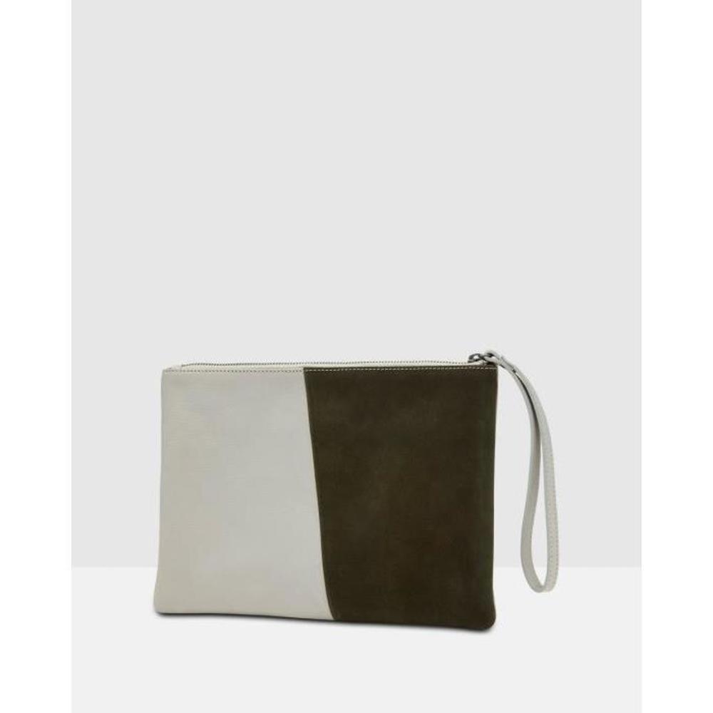 Oxford Pip Leather And Suede Clutch OX617AC36HFN