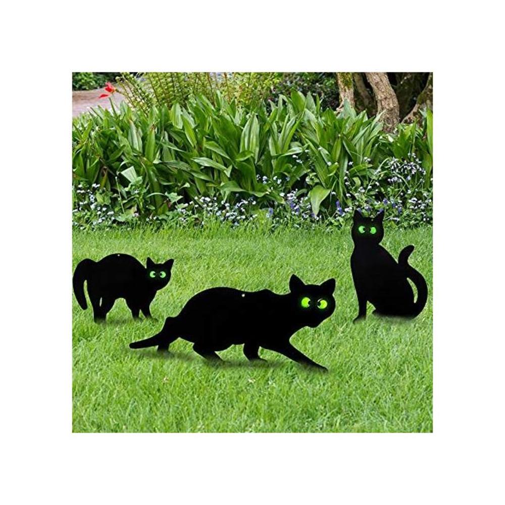 WILLBOND 3 Pack Garden Scare Cats with Reflective Eyes for Yard Outdoor and Halloween Decorations B08G8LBTJY