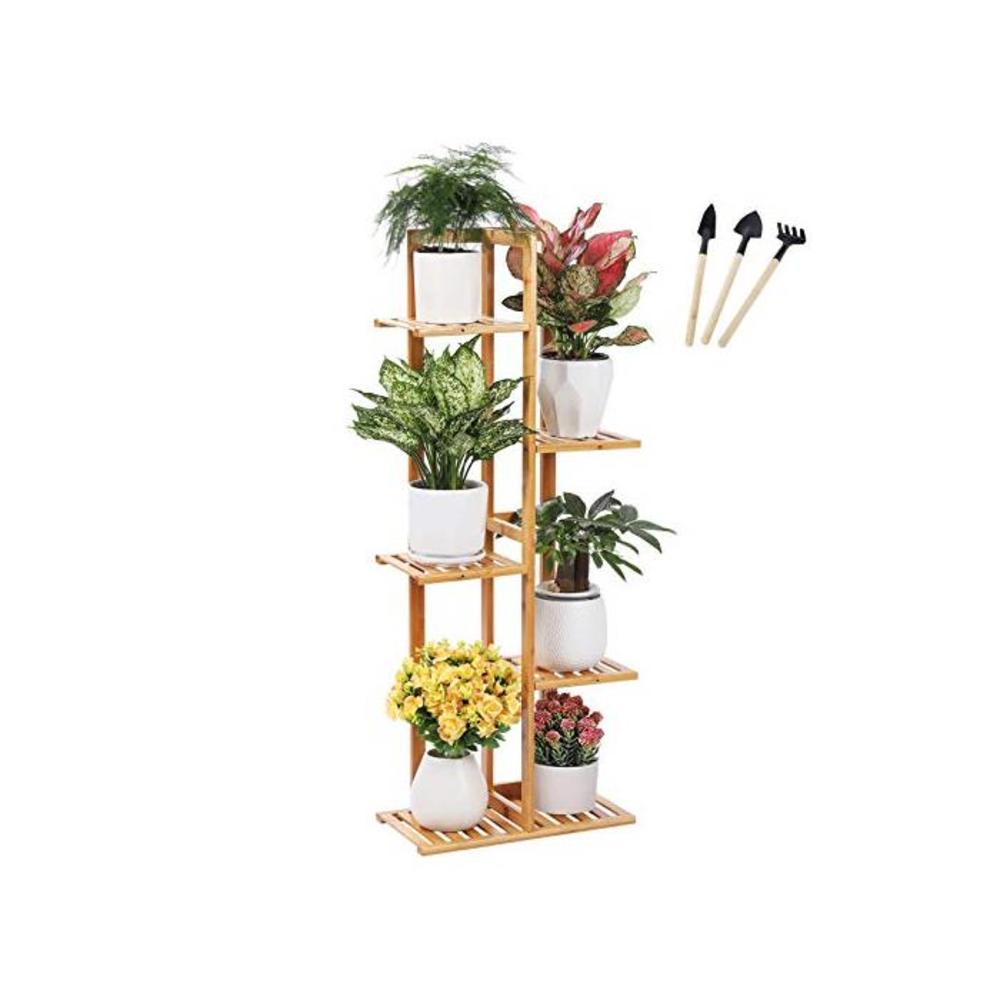 BRITOR Bamboo Ladder Plant Stand Shelf,5 Tier 6 Potted Plant Stand Rack Multiple Flower Pot for Bedroom, Corner Balcony Living Room, and Patio Garden B08R3QLZDJ