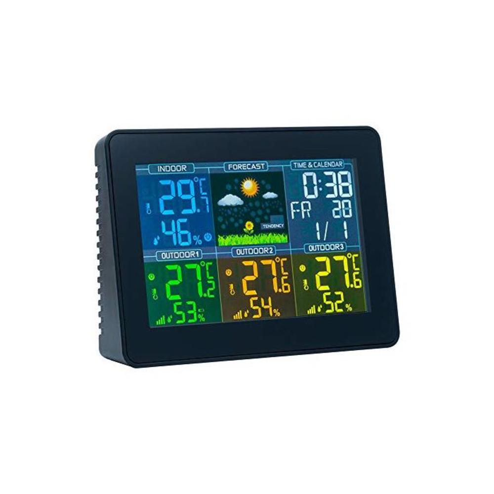 Mcbazel Digital Wireless Weather Station Indoor Outdoor Thermometer Hygrometer with 3 Outdoor Sensors Colorful Screen Display B08BYJ365H