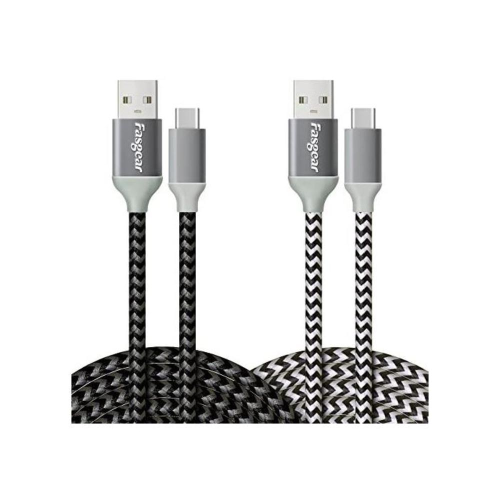 [2-Pack] USB to USB C Cables (3m), Fasgear Extra Long Nylon Braided Durable USB Type C Cables Fast Charge Sync for Galaxy S20 Ultra S20+ S10 S9/S8, Moto Z2, LG V30/G6, Nokia N1 (Bl B07FDWNMKZ