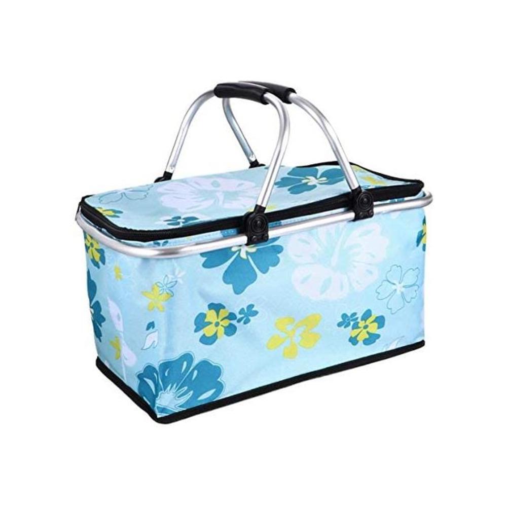 30L Insulated Picnic Basket -Grocery Basket- Market Basket-Insulated Strong Aluminum Frame - Waterproof Lining - Collapsible Design for Easy Storage - Take it Camping, Picnicking, B08P7S5ZR6