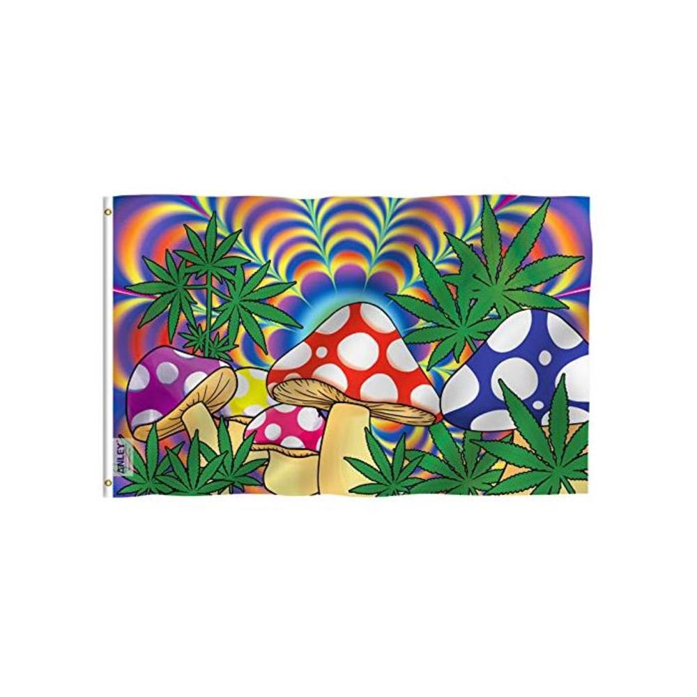 ANLEY Fly Breeze 3x5 Foot Marijuana Mushroom Flag - Vivid Color and Fade Proof - Canvas Header and Double Stitched - Weed Shrooms Flags Polyester with Brass Grommets 3 X 5 Ft B072PVMF2C