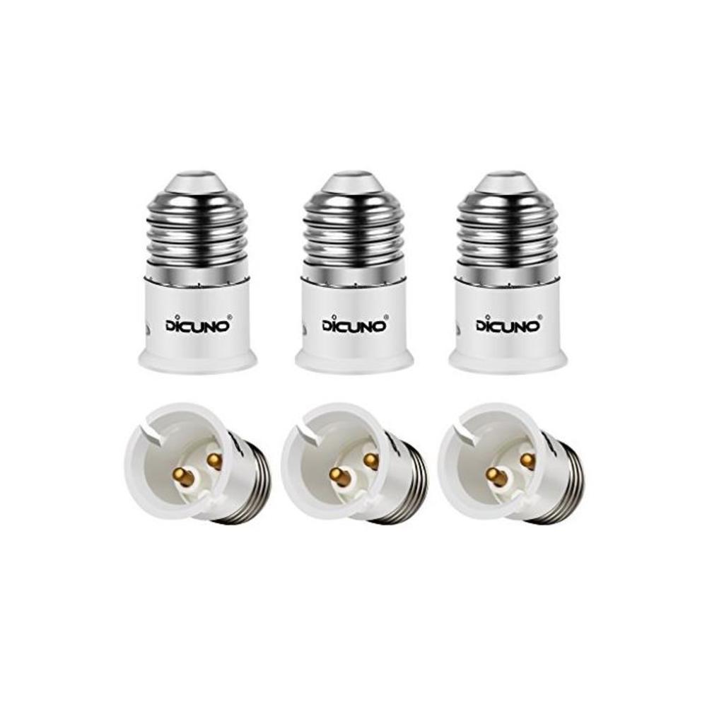 DiCUNO E27 to B22 Adaptor Light Socket, Edison to Bayonet E27/E26 to B22 Converter Bulb Base, Max Wattage 200W, 165 Degree Heat Resistant (6-Pack) B07DWZDVV6