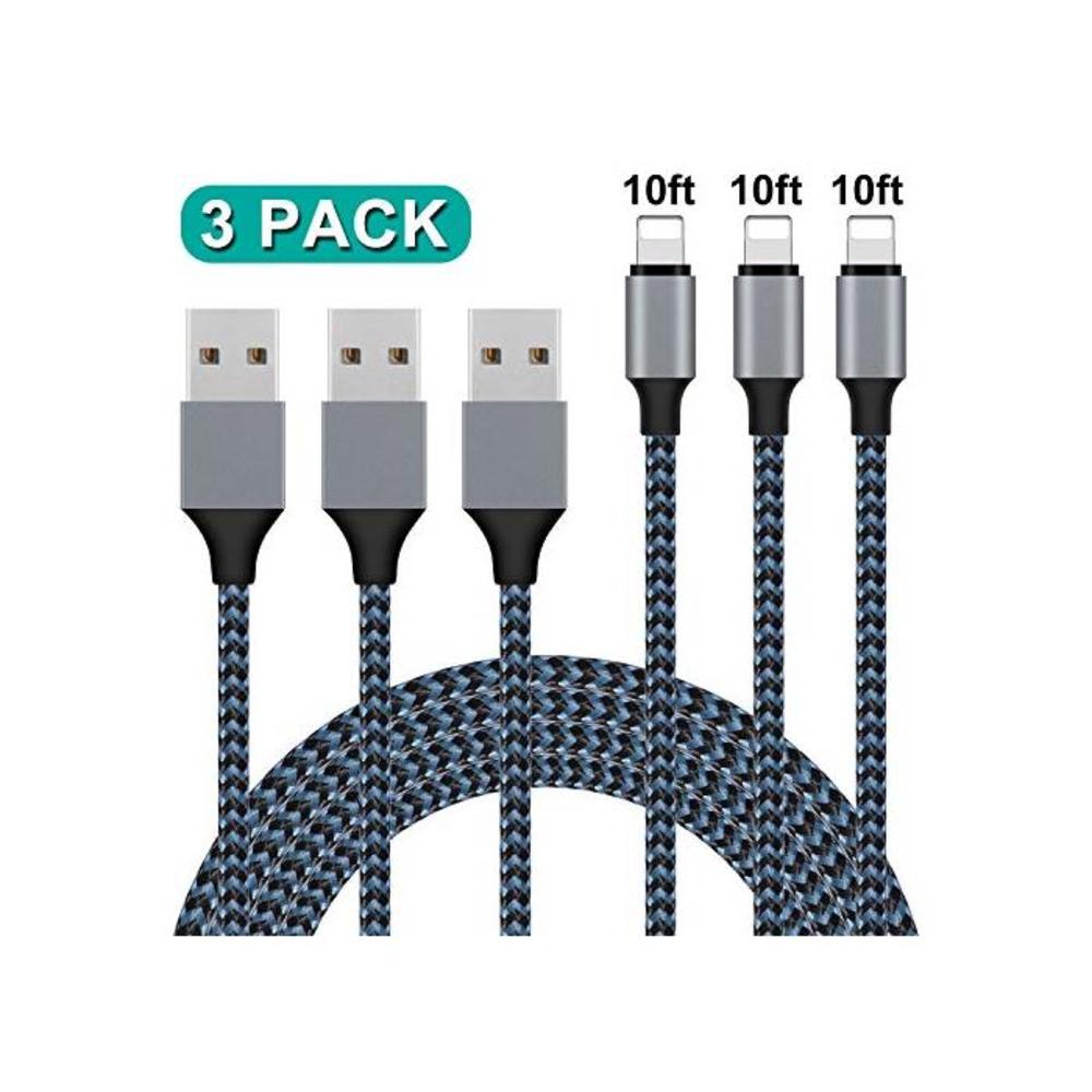 Atill iPhone Charger 3Pack 10FT iPhone Charger Cable Nylon Braided Charging Cord Compatible iPhone XR XS XSMax X 8 8 Plus 7 7 Plus 6 6s Plus SE 5 5s 5c iPad iPod (Blue) B07NQHP8BM