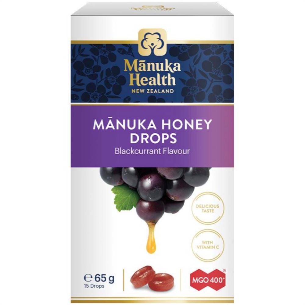 [추가할인] 마누카헬스 마누카 허니 드롭 Blackcurrant 15팩 65g Manuka Health Manuka Honey Drops Blackcurrant 15 Pack 65g (유통기한 23년 6월 10일까지, 수량한정 깜짝세일)