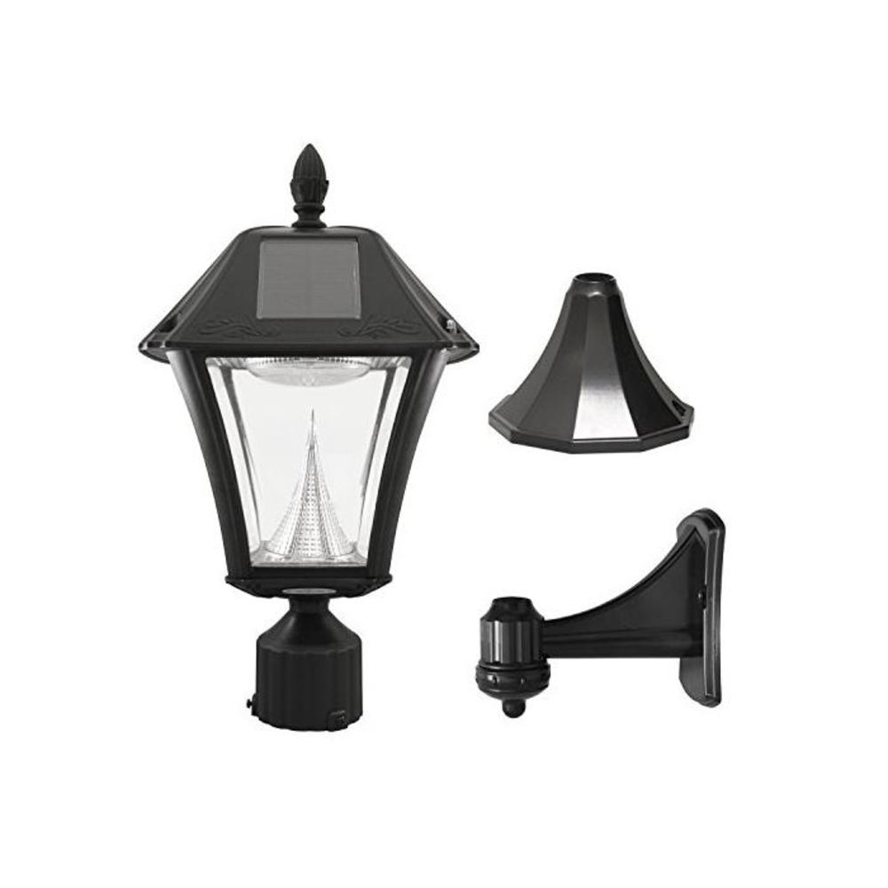 Gama Sonic GS-105FPW-BW Baytown II, Outdoor Solar Light and 3 Pole Pier &amp; Wall Mount Kits, Lamp Only, Bright White LED, Black B00W9M4XLY