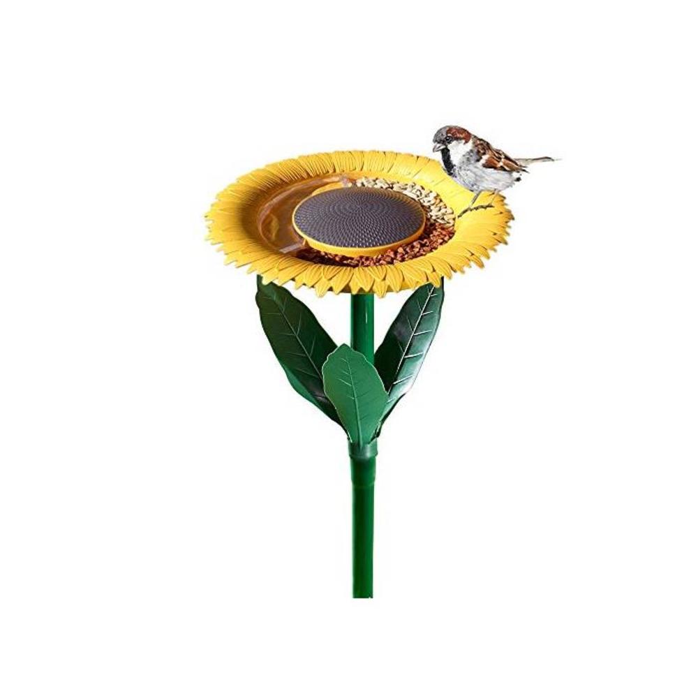 Original Sunflower Bird Feeder Outdoor - Flower Shape Bird Feeding Tray, Tiny Bird Bath, Garden Decor Stake, Ideal Gift Surprise for Nature Lover, Wild Bird Watcher, Kids and Child B088P3DQD1