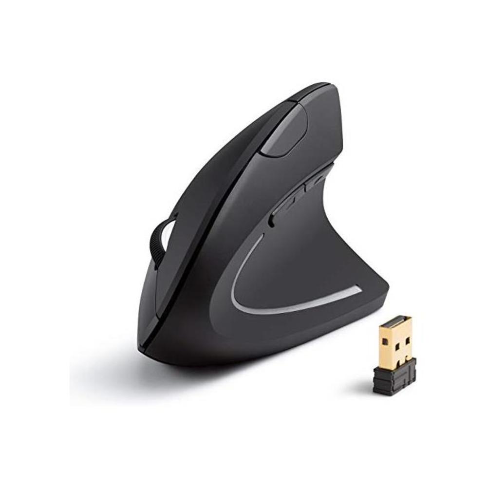 Anker 2.4G Wireless Vertical Ergonomic Optical Mouse, 800/1200 /1600 DPI, 5 Buttons for Laptop, Desktop, PC, MacBook - Black B00BIFNTMC