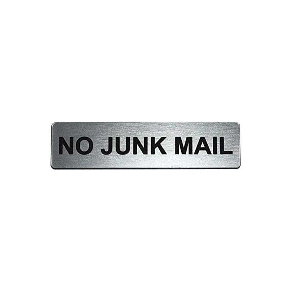 No Junk Mail Silver Acrylic Door Sign Engraved Plaque Letterbox Sign Self Adhesive Tape Waterproof B093GH26JR