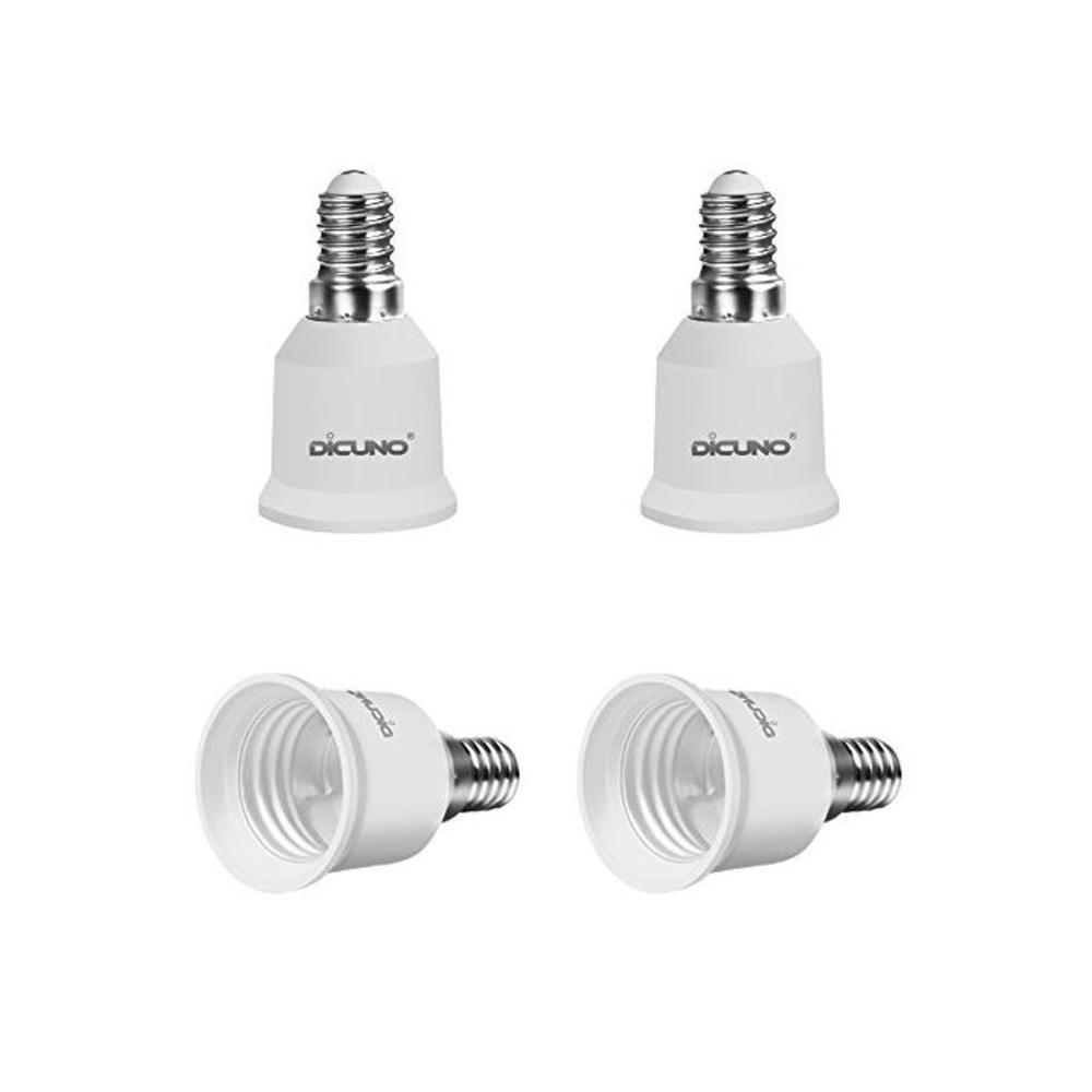 DiCUNO E14 to E27/E26 Adaptor, Converter Chandelier Socket to Medium Socket, LED Light Bulbs Converter, Max Wattage 200W, 165 Degree Heat Resistant (4-Pack) B07DWVTSCN