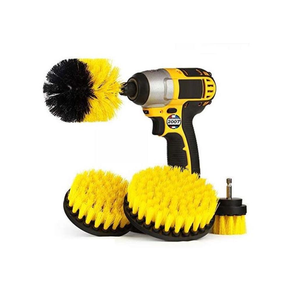 Drill Brush Kit for Tire and Rim Cleaning 4 pc Drill Brush Car Detailing Attachment Set Auto Detail and Scrub Brushes Car Wash Supplies for Cleaner Cars, RVs, Tires, Rims, Wh B083R32S46