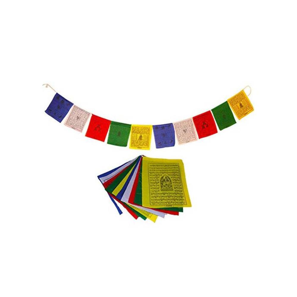 Juccini Tibetan Tranquil Wind Horse Lungta Prayer Flags ~ Handmade Tibetan Affirmation Prayer Flags ~ Himalayan Flags (Fabric, Peace Flag of 5 (5 x 5)) B08XXJF8W6
