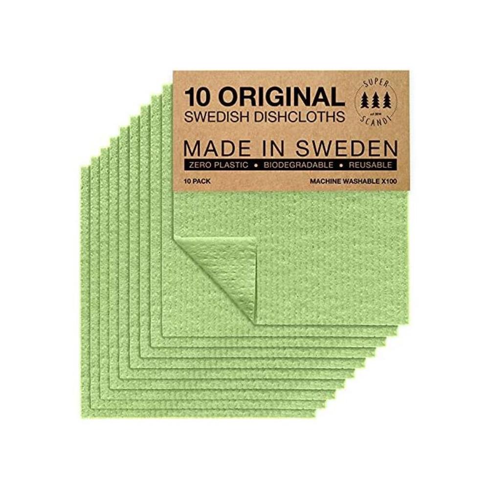 Swedish Dishcloths Eco Friendly Reusable Sustainable Biodegradable Cellulose Sponge Cleaning Cloths for Kitchen Dish Rags Washing Wipes Paper Towel Replacement Washcloths (10 Pack B086L2QFR9
