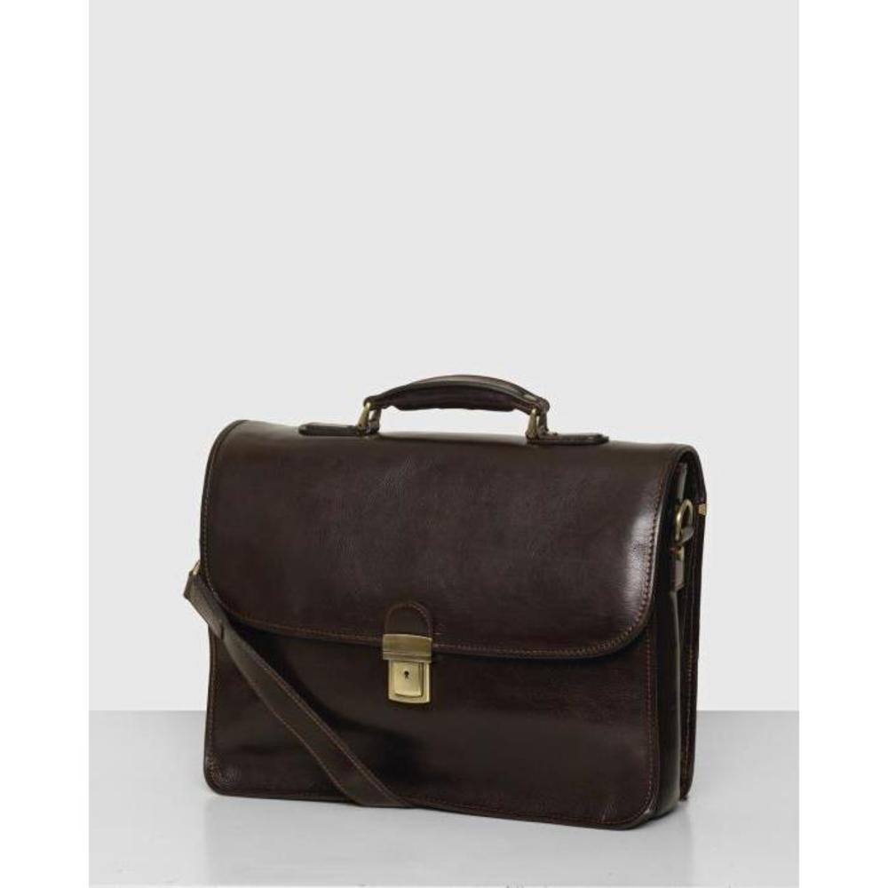 Republic of Florence The Milan Chocolate Leather Briefcase ET548AC00GTV
