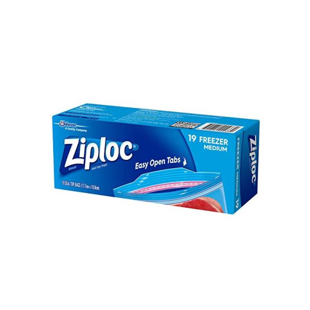 Ziploc Plastic Freezer Bags with Smart Zip Plus Seal and Easy Open Tabs, BPA Free, Medium, 19 Count B07QTCPR2Z