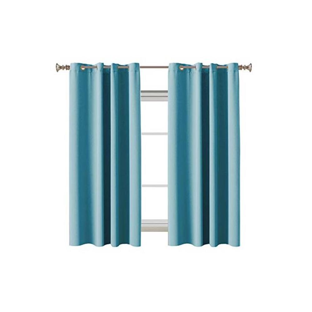 Blockout Curtains Pair Blackout Light Blocking Curtains Draperies for Bedroom / Living Room Window Treatment 2 Pieces, Soft Thick, Each 132cm W by 160cm D, Aqua - by Smarcute VIC31 B07DF7B3N3