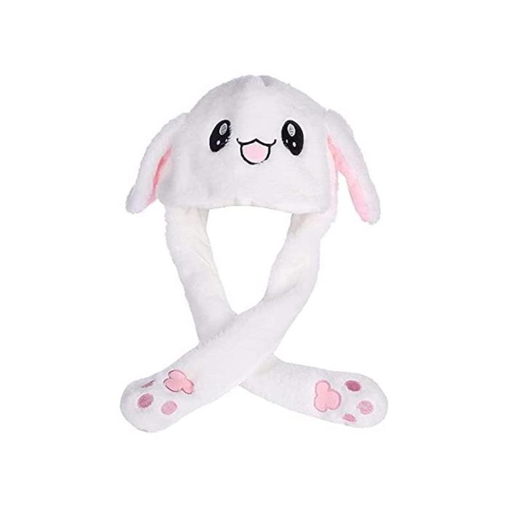 Mimgo-Shop Funny Plush Bunny Hat Ear Moving/Jumping Rabbit Hat Cute Animal Ear Flap Hat with Paws for Women Girls B07KPM1ZT3