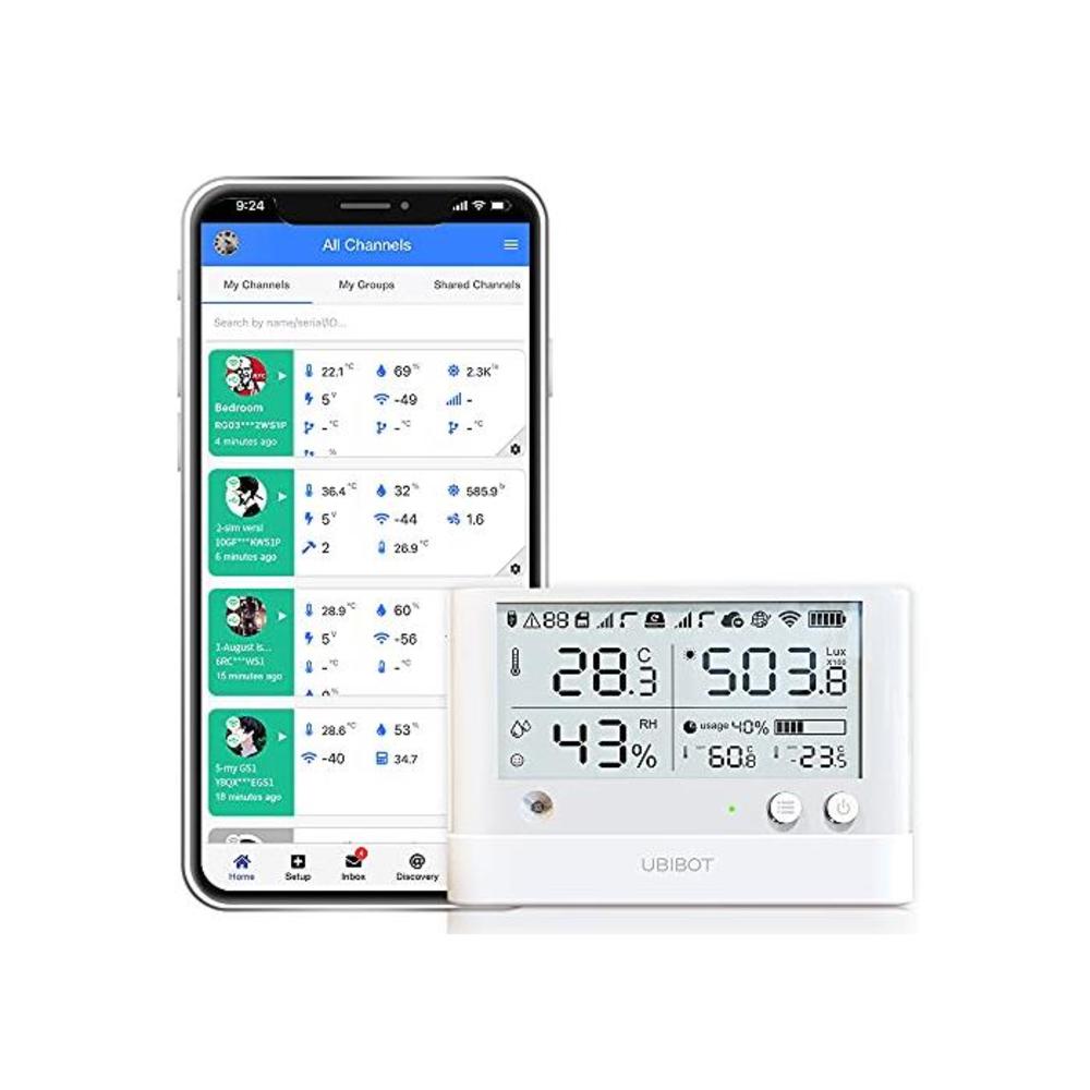Ubibot WS1 Pro WiFi Temperature Sensor, Wireless Thermometer Hygrometer, Humidity Monitor, Remote Temperature Data Logger with Free App Alerts, IFTTT Thermometer, Android and iOS A B071Z7H3QS