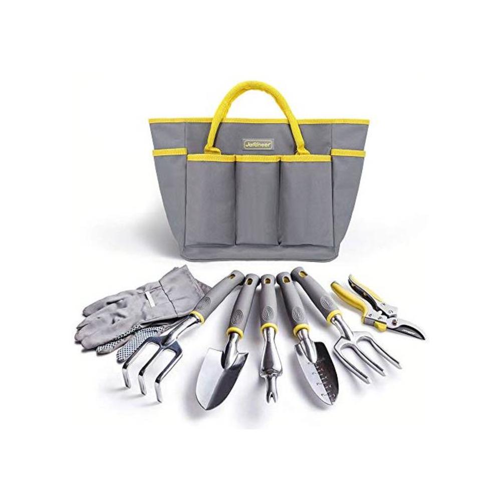 Jardineer Garden Tools Set, 8PCS Heavy Duty Garden Tool Kit with Outdoor Hand Tools, Garden Gloves and Storage Tote Bag, Gardening Tools Gifts for Women and Men B076B4VJXQ