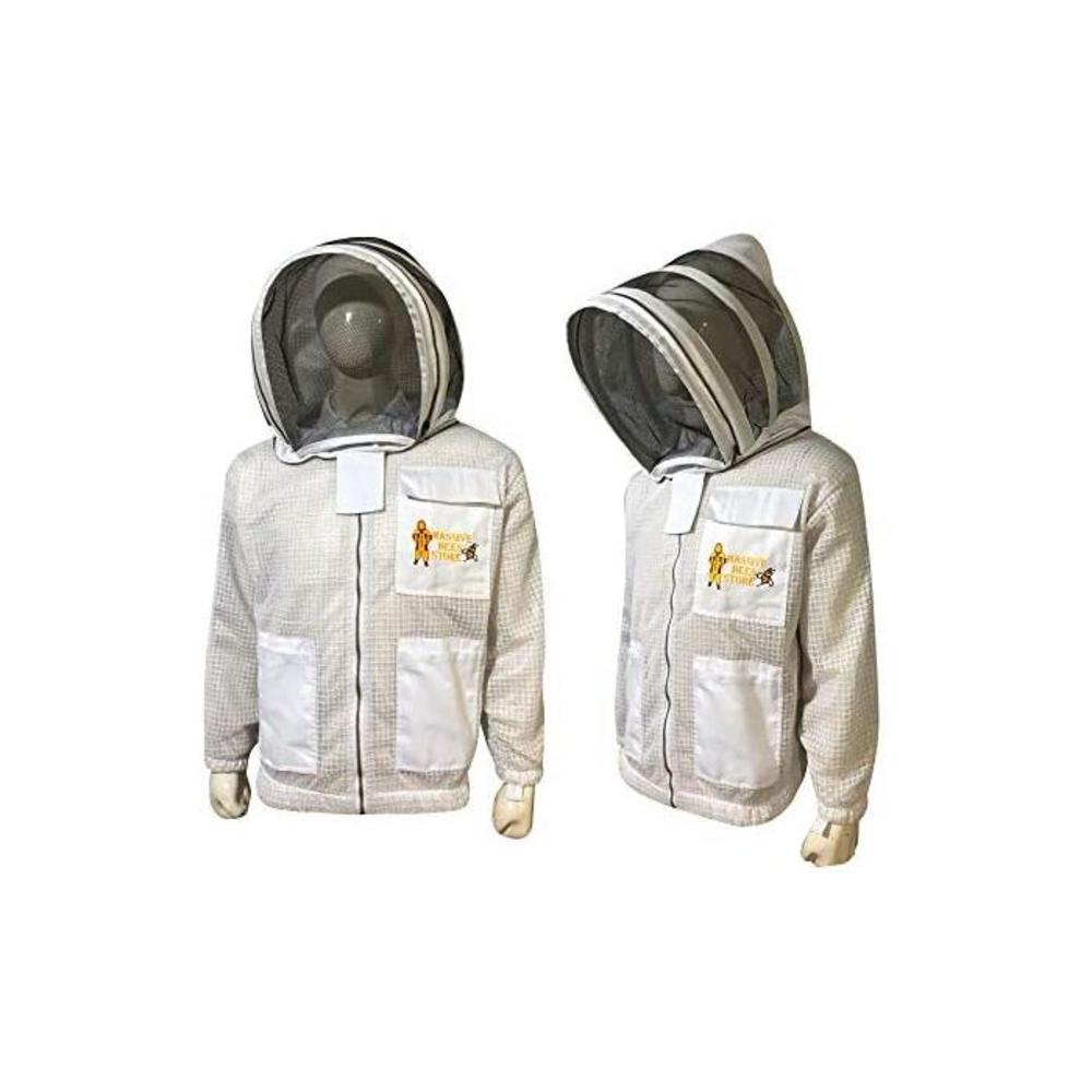 Massive Bee Store 3 Layer Beekeeping Ventilated Suit and Jacket Fully Protection Beekeepers Ultra Ventilated Bee Suit and Bees Jacket with Fencing Veil and Round Veil (2XL, White) B08D3WLPWN