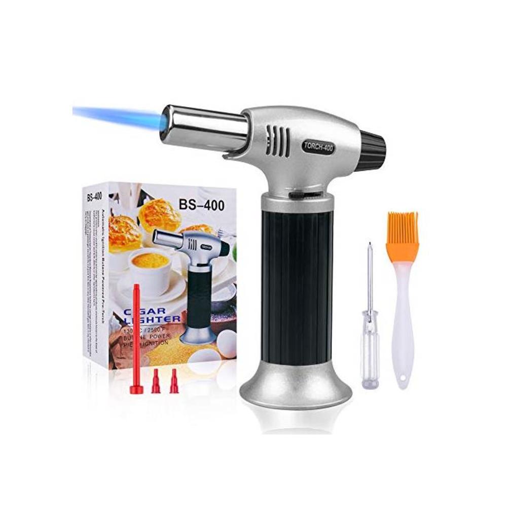 Butane Torch,SPLAKS Culinary Blow Torch Chef Cooking Torch Lighter, Butane Refillable, Flame Adjustable (MAX 2500°F) with Safety Lock for Cooking, BBQ, Baking, Brulee, Creme, DIY S B07CXMGCK8