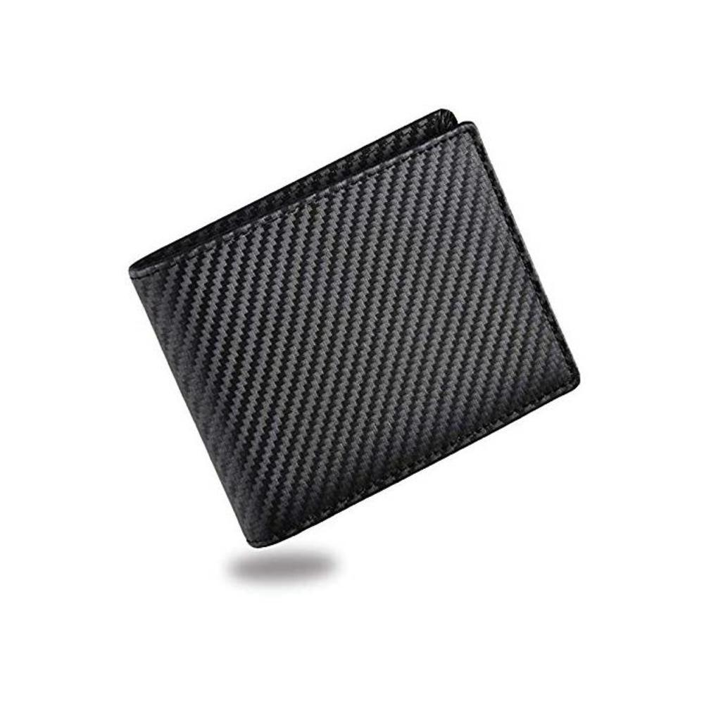 Mens Wallet, T Tersely Carbon Fiber RFID Blocking Card Holder Bifold Stylish Wallets with ID Window Gifts for Men （Black） B083FHFDJZ