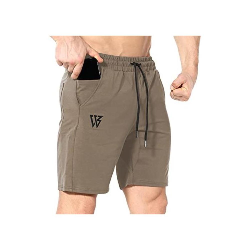 ZENWILL Mens Gym Running Shorts, Workout Athletic Bodybuilding Fitness Shorts with Zip Pockets B094FN6TM1