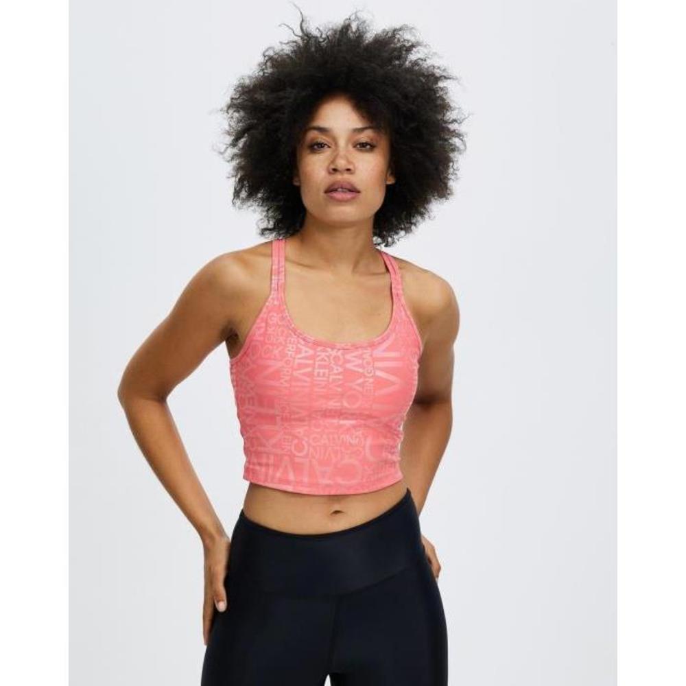 Calvin Klein Performance Foil Print Strappy Back Crop Top with Built-In Bra CA390SA40HEP