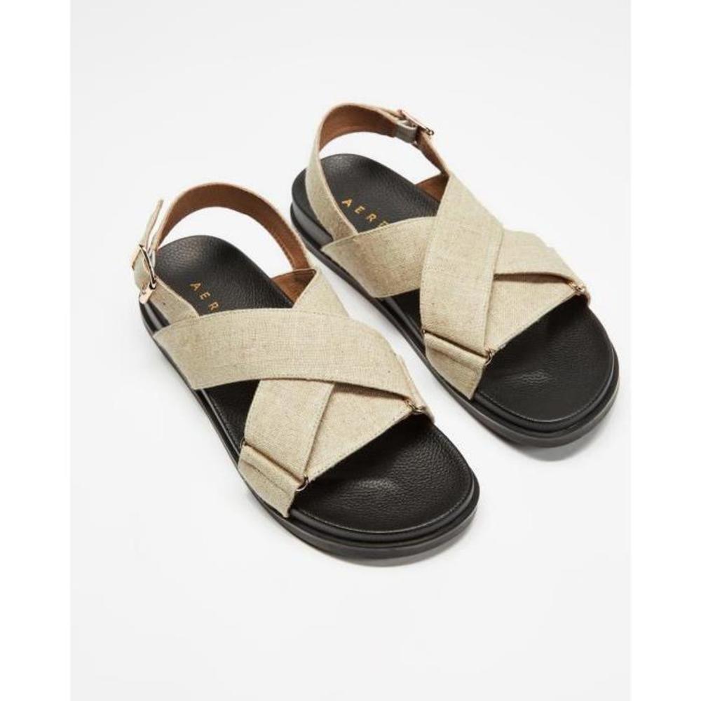 AERE Linen Crossover Footbed Sandals AE897SH57CKW