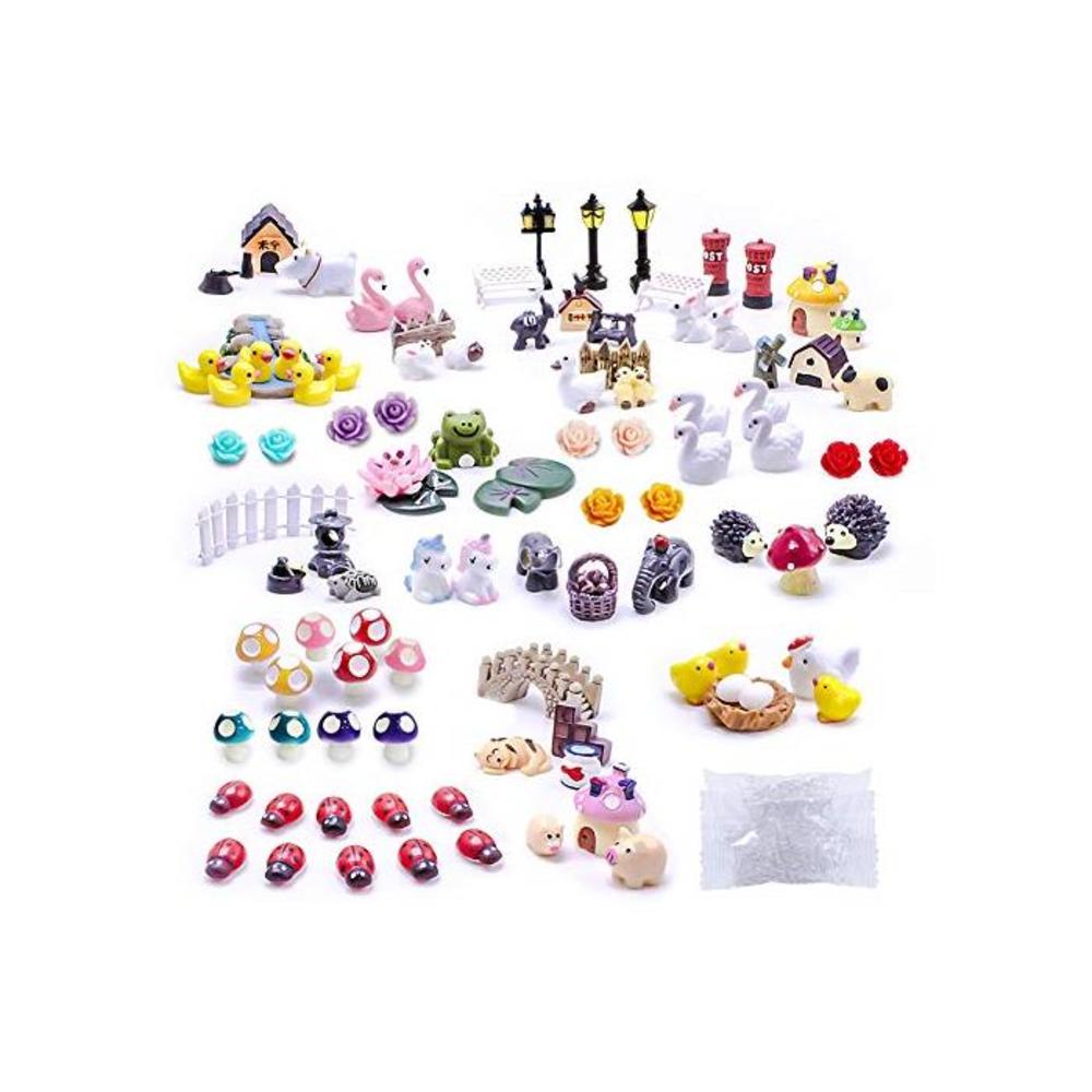 Dracarys Selected 100 Pieces Fairy Garden Accessories, Fairy Garden Kit, Fairy Garden Animals, Miniature Figurines, Micro Landscape Ornaments Kit, Garden DIY Kit, Environmental Res B08GC1VXZB
