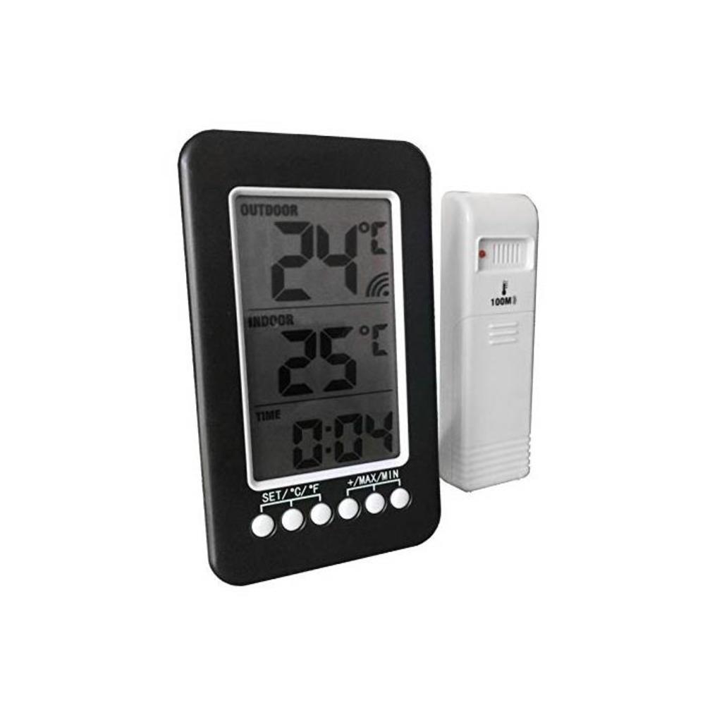 H HILABEE Digital Indoor Outdoor Thermometer Clock Temperature Meter for Home Office B092VVMS7H