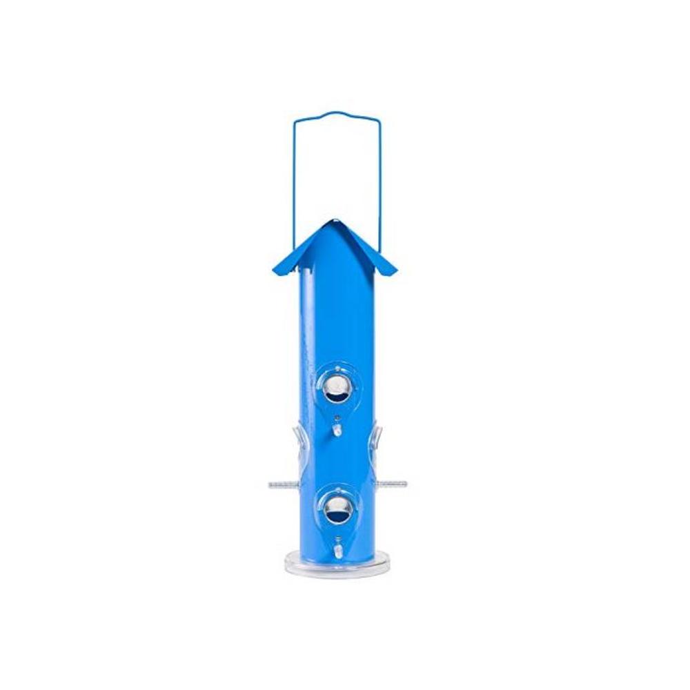 Perky-Pet Metal Tube Bird Feeder - Blue - Small Hanging Wild Bird Feeder for The Garden - Holds 450 g of Mixed or Sunflower Seed #391 B00KGVWNRG