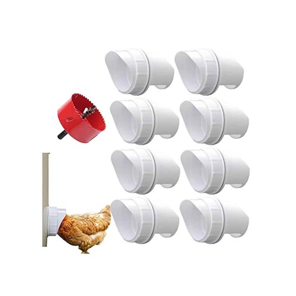 DIY Chicken Feeder Ports Rain Proof Gravity Feed Kits for Buckets, Bins, Troughs and More, 8 Ports B09CZKG1NL