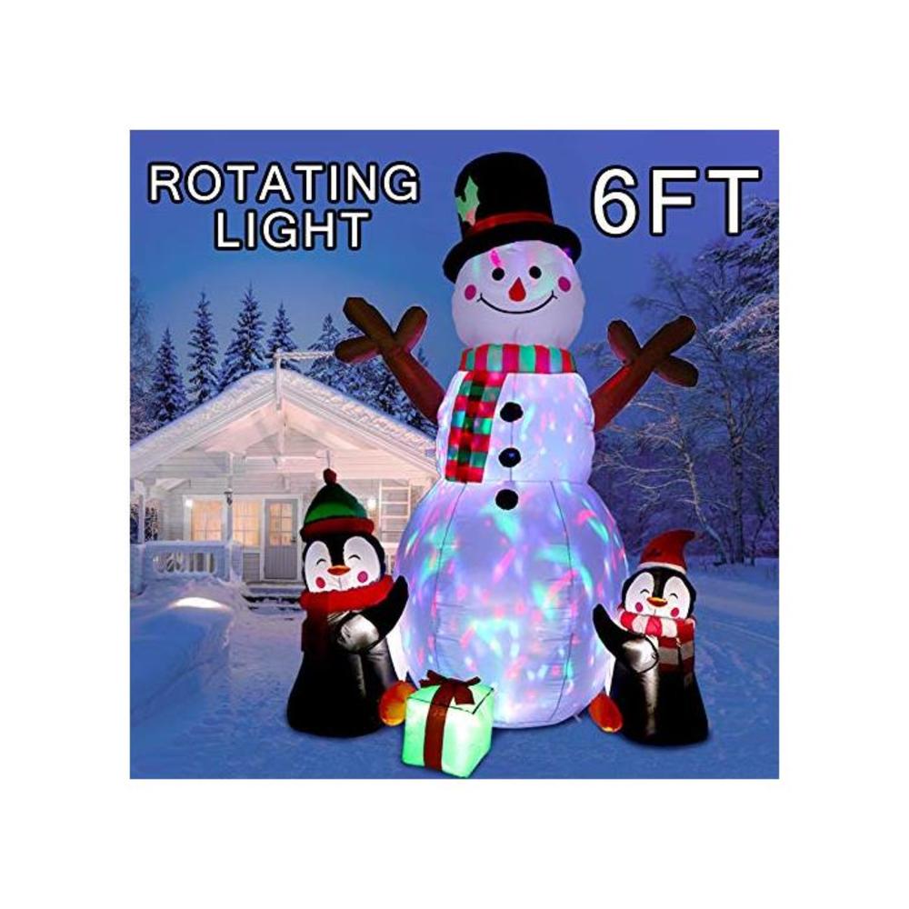 OurWarm 6ft Christmas Inflatables Christmas decorations outdoor, Inflatable Snowman Penguin Blow Up Yard Decorations with Rotating LED Lights for Indoor Outdoor Christmas Decoratio B08GHY61GY