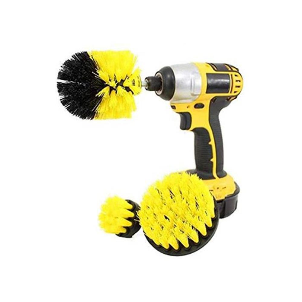 Drill Brush Attachment 3 Pack- Power Scrubber Brush Cleaning Kit - All Purpose Drill Brush for Bathroom Surfaces, Grout, Floor, Tub, Shower, Tile, Corners and Kitchen - Medium, Yel B07X1VTYNC