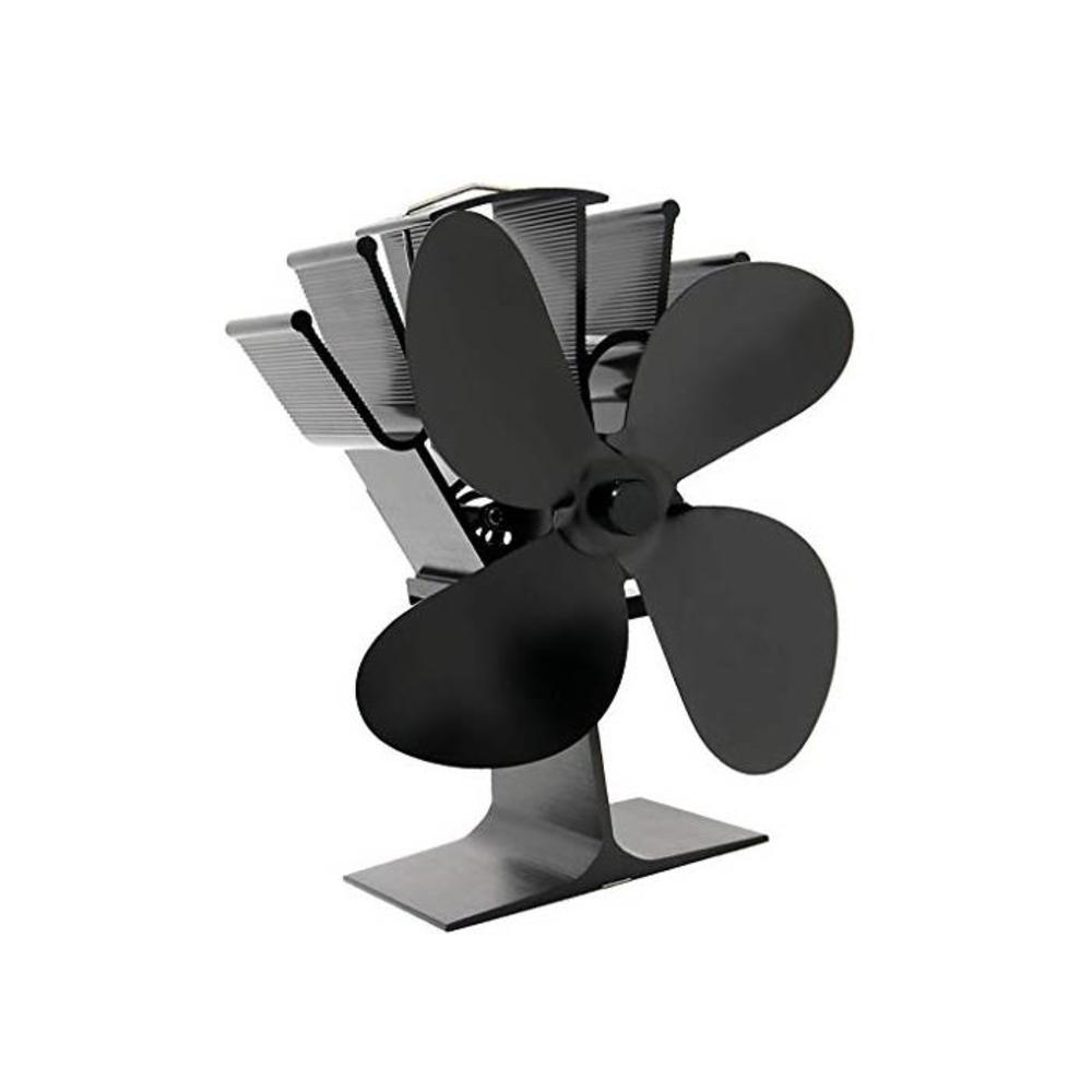 Blesiya Automatical Heat Powered Wood Stove Fan for Log Wood Burner/Fireplace Heater, with 4 Blades, Strong Winds, Quality Guaranteed - Black B07L675GXM