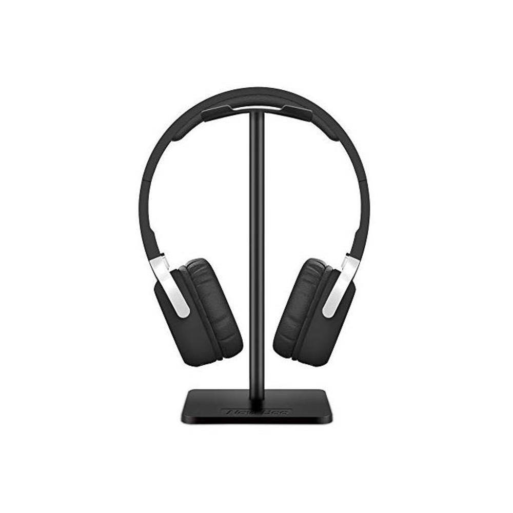 Headphone Stand Headset Holder New Bee Earphone Stand with Aluminum Supporting Bar Flexible Headrest ABS Solid Base for All Headphones Size (Black) B01GJQ7N94