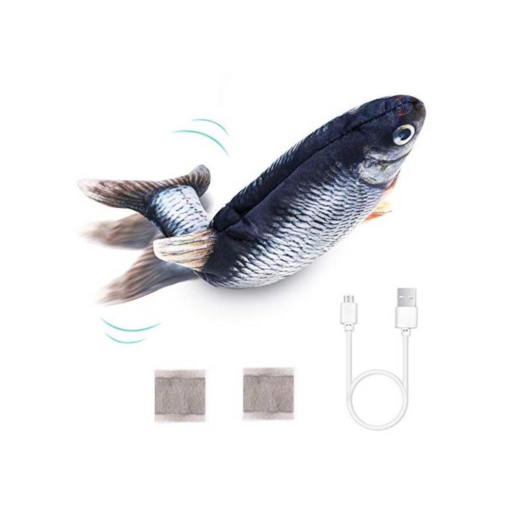 PP OPOUNT Electric Moving Fish Toy Realistic Flopping Fish Toy Wagging Fish Plush Interactive Cat Toys Chew Bite Kick Supplies for Cat Exercise B08FMPNQM8