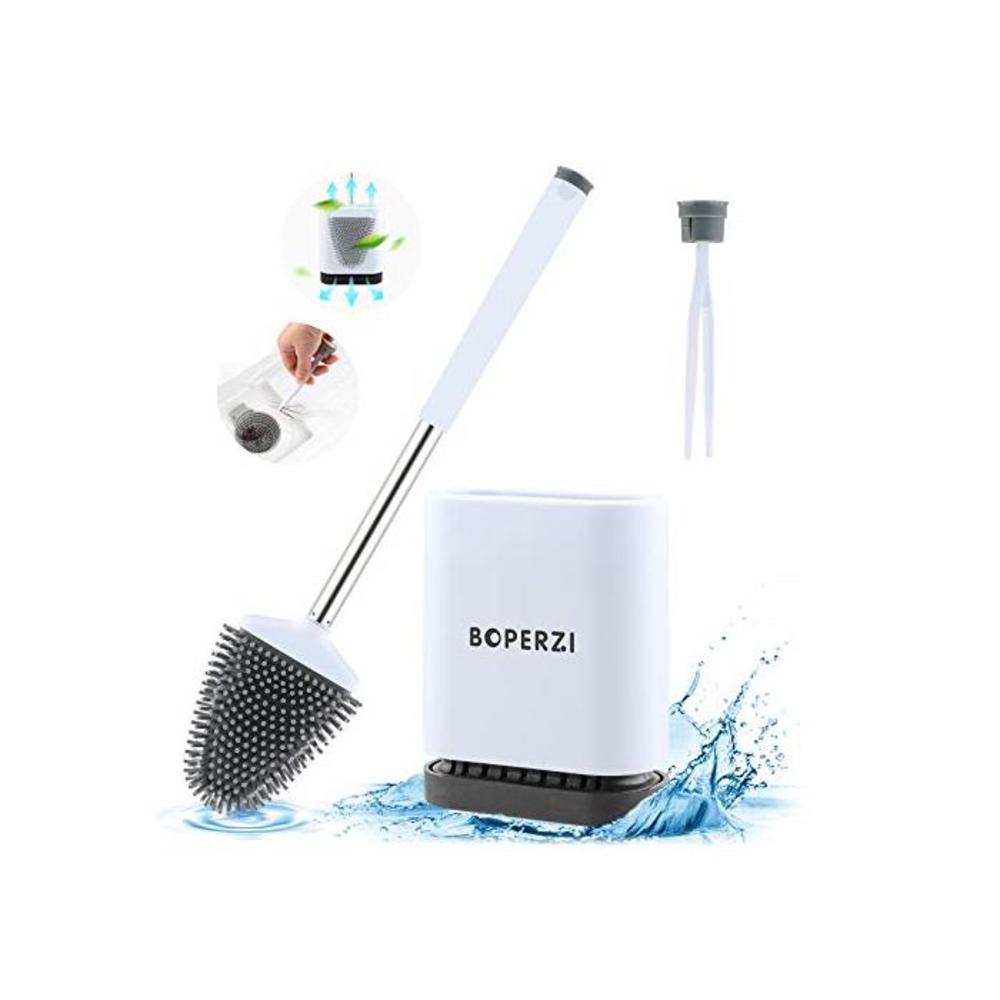 Boperzi Toilet Brush and Holder Set Wall Mounted, Anti Rust WC Silicone Bristles Toilet Bowl Cleaner Brush Kit with Tweezer and Stainless Steel Handle for Bathroom Storage Househol B08S74ZMN3